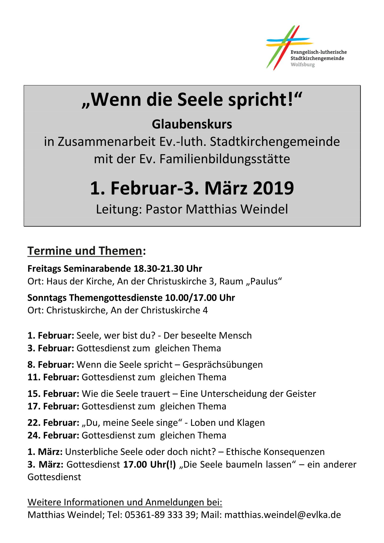 Seminar "Wenn die Seele spricht" 2019